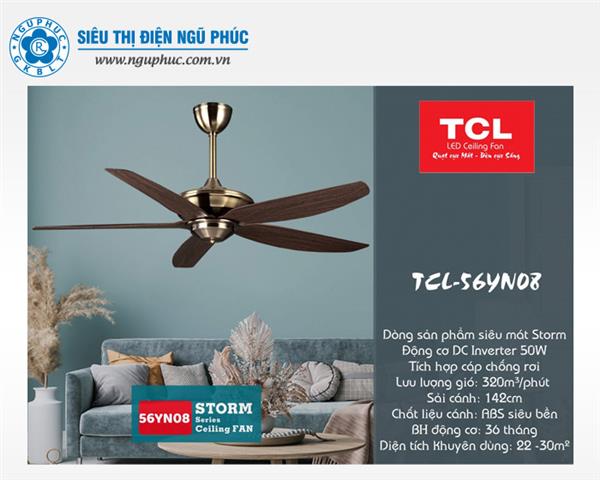 Quạt Trần Đèn TCL 5 Cánh 56YN08 (Màu Gỗ)