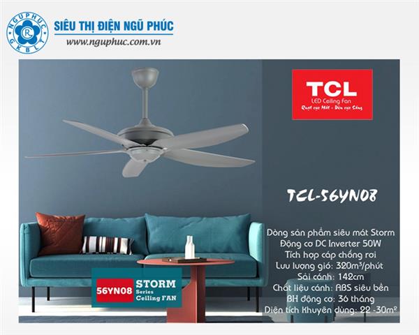 Quạt Trần Đèn TCL 5 Cánh 56YN08 (Màu ghi xám)