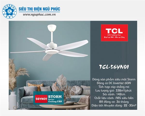 Quạt Trần Đèn TCL 5 Cánh 56YN01 (Màu trắng)