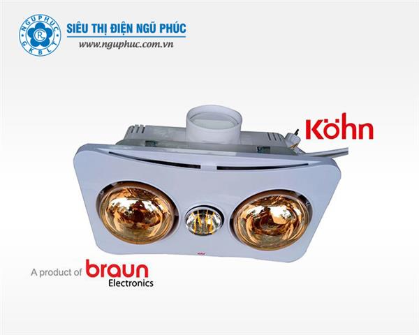 Đèn sưởi âm trần 2 bóng BK02GR - Kohn/Braun (có khiển)