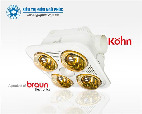 Đèn sưởi âm trần 4 bóng Kohn/Braun - BU04G (không khiển)