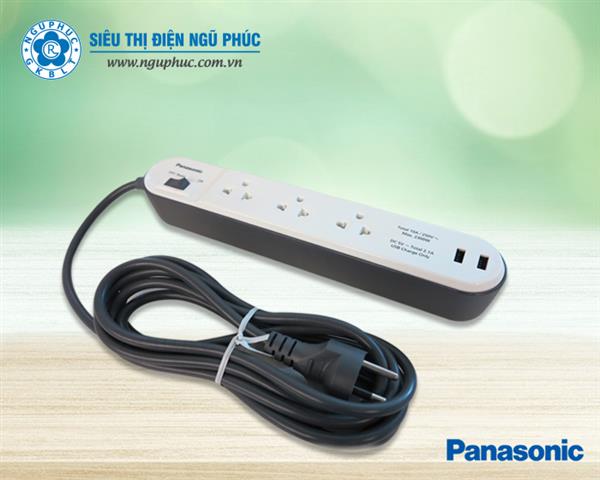 Ổ cắm có dây 3 ổ 3 chấu + 2 cổng USB Panasonic - WCHG243322W-G